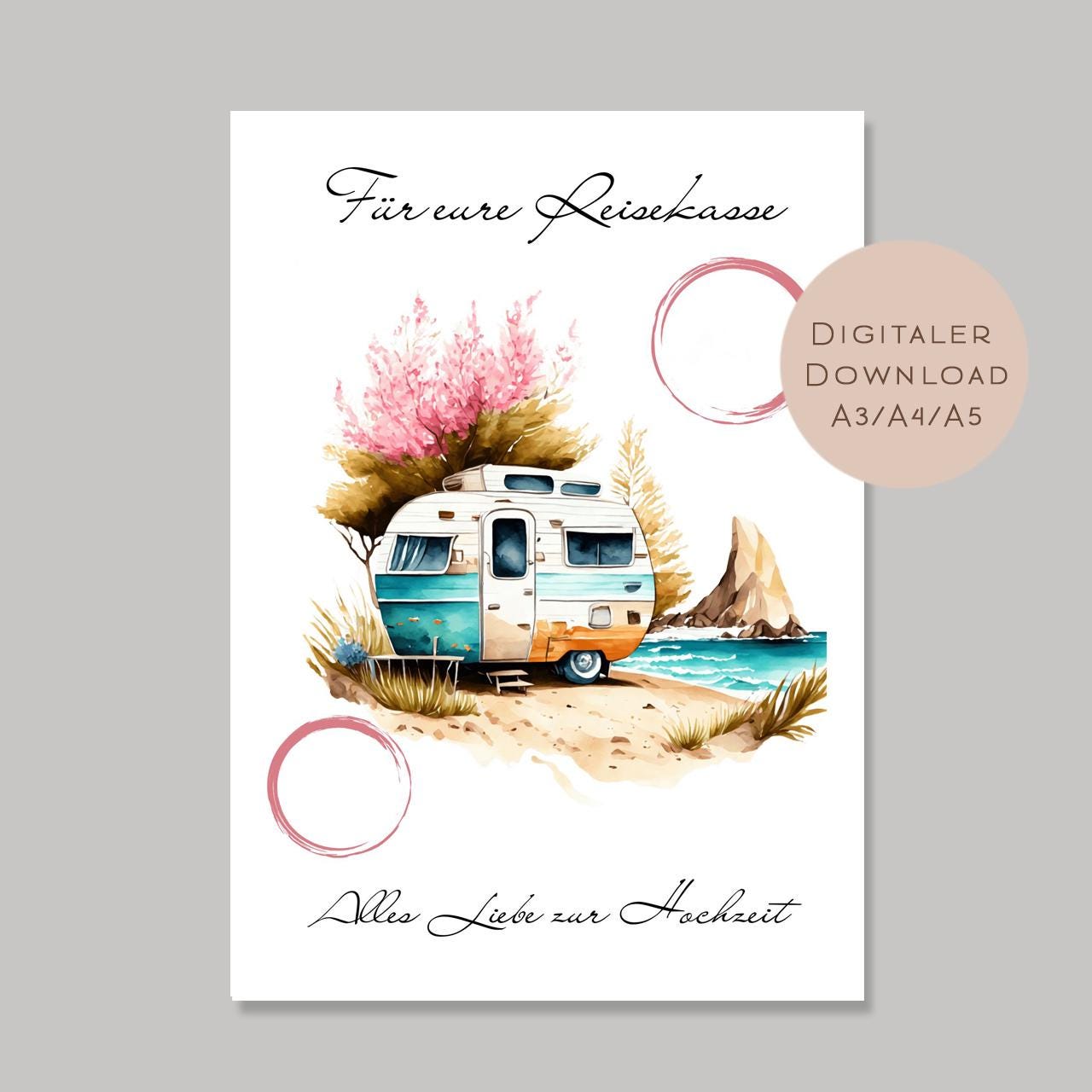 Hochzeit Geldgeschenk Camper I Gutschein für Reisekasse I Geschenk Brautpaar zum Ausdrucken I Geld schenken I Hochzeitssgeschenk PDF