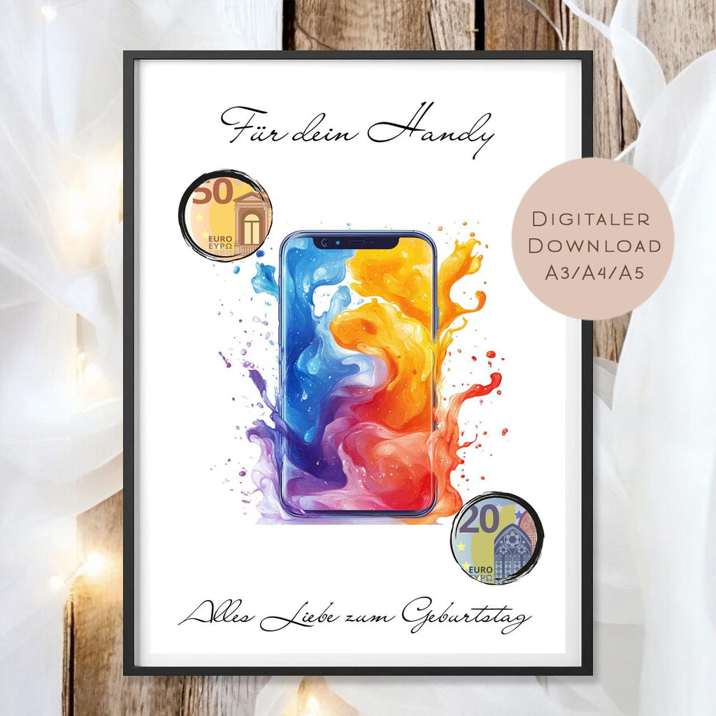Geburtstag Geldgeschenk Smartphone I Gutschein für Telefon I Handy Geschenk zum Ausdrucken I Geld schenken Geburtstagsgeschenk PDF
