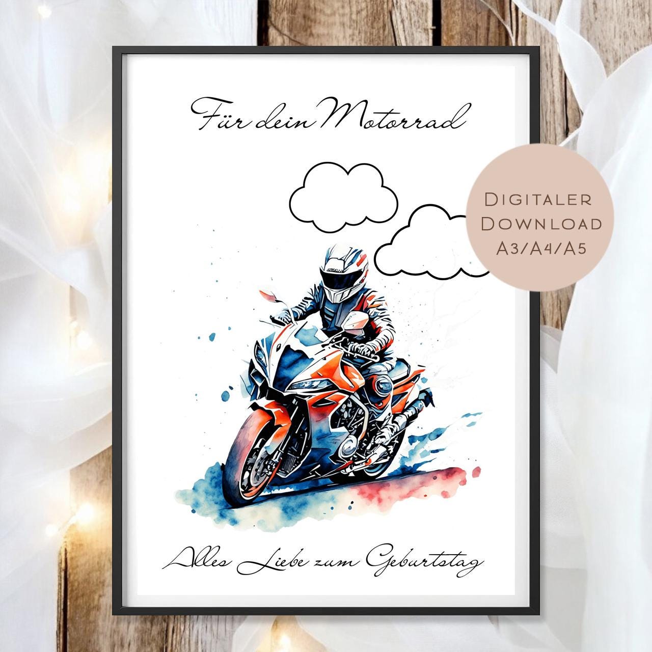 Geldgeschenk Motorrad I Gutschein für Reisekasse I Geschenkidee Biker zum Ausdrucken I Geburtstag Geld schenken I Geburtstagsgeschenk PDF