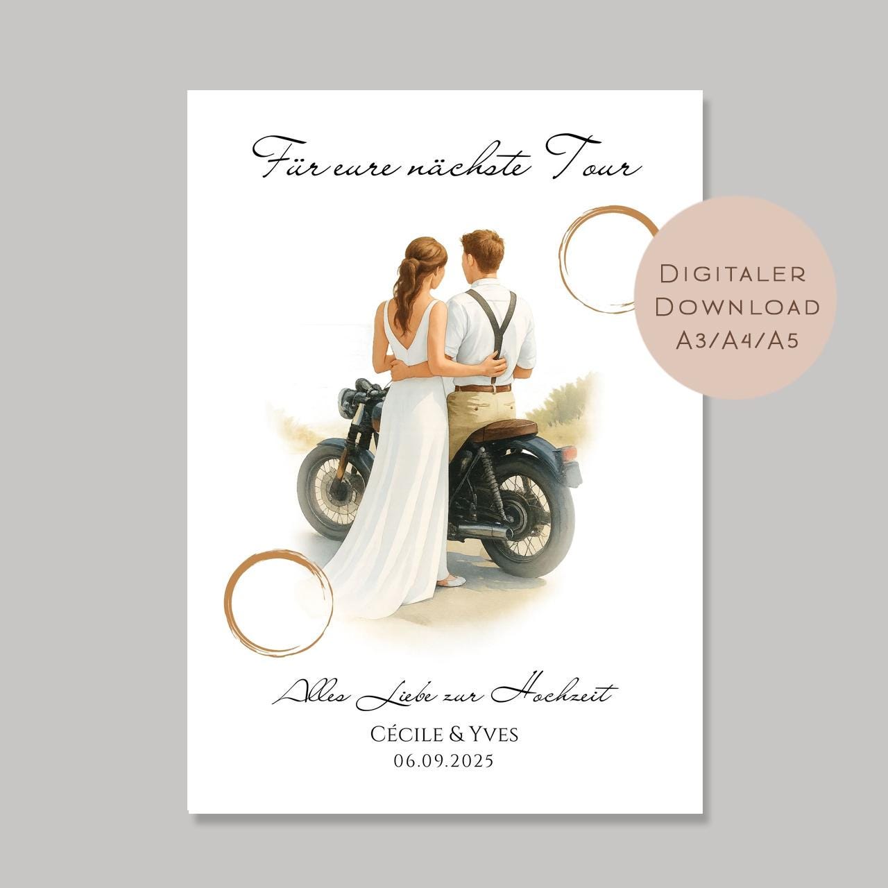 Hochzeit Geldgeschenk Motorrad I Gutschein Biker Reisekasse I Name Geschenk Brautpaar Ausdrucken I Geld schenken I Hochzeitssgeschenk PDF