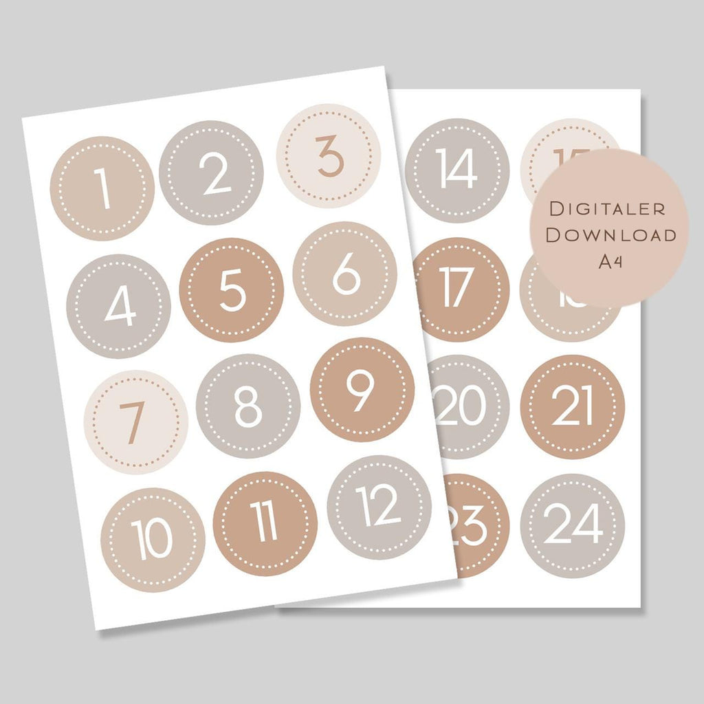 Adventskalender Zahlen 1 24 | Zahlen 1-24 zum basteln Vorlage | Adventskalender PDF Download | Adventskalender Zahlen ausdrucken DIY Advent