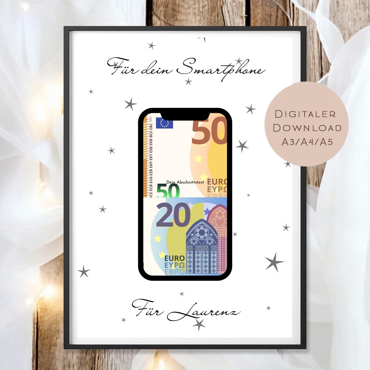 Geburtstag Geldgeschenk Handy Name l Smartphone Telefon Geld schenken l Geschenkgutschein Geburtstagsgeschenk Gutschein Wunscherfüller PDF