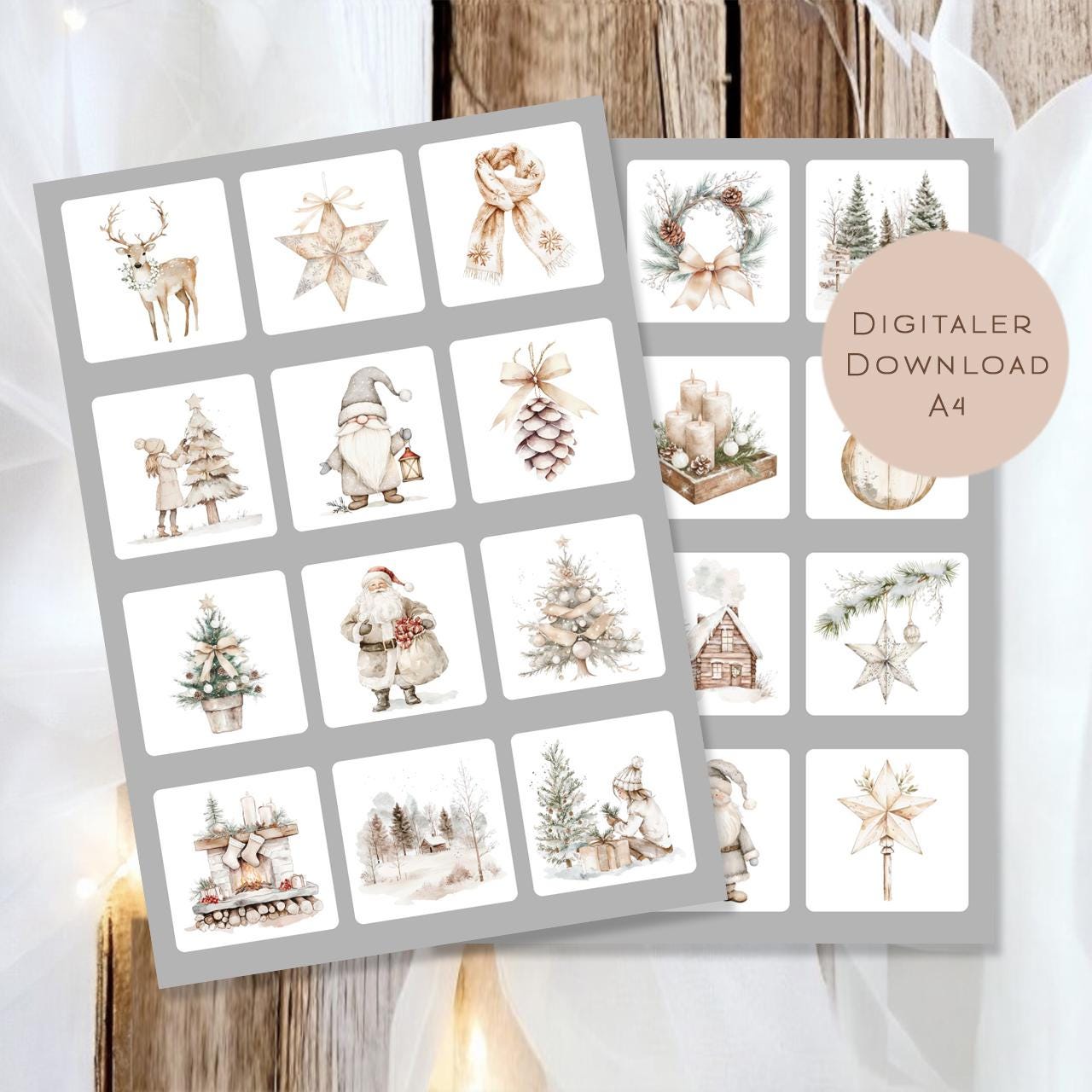 Memory Weihnachten | Memory Spiel Kinder | Montessori Spielzeug | 24 Motive Download | Suchspiel Sortierspiel | Lernspiel PDF ausdrucken