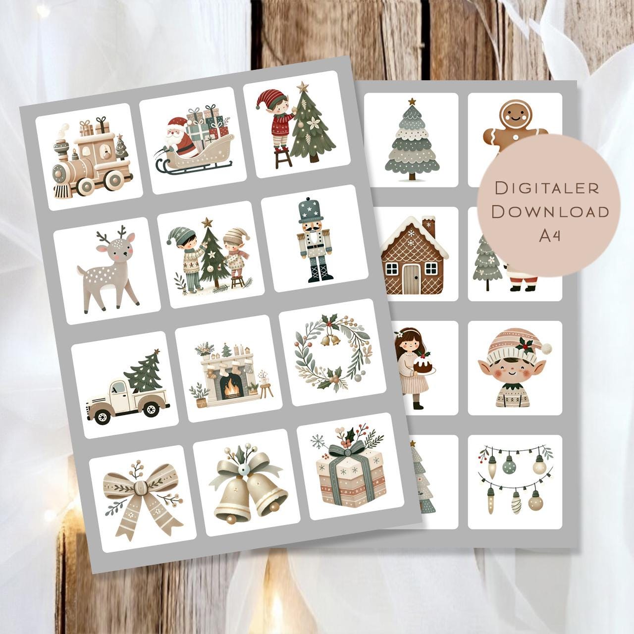 Memory Weihnachten | Memory Spiel Kinder | Montessori Spielzeug | 24 Motive Download | Suchspiel Sortierspiel | Lernspiel PDF ausdrucken