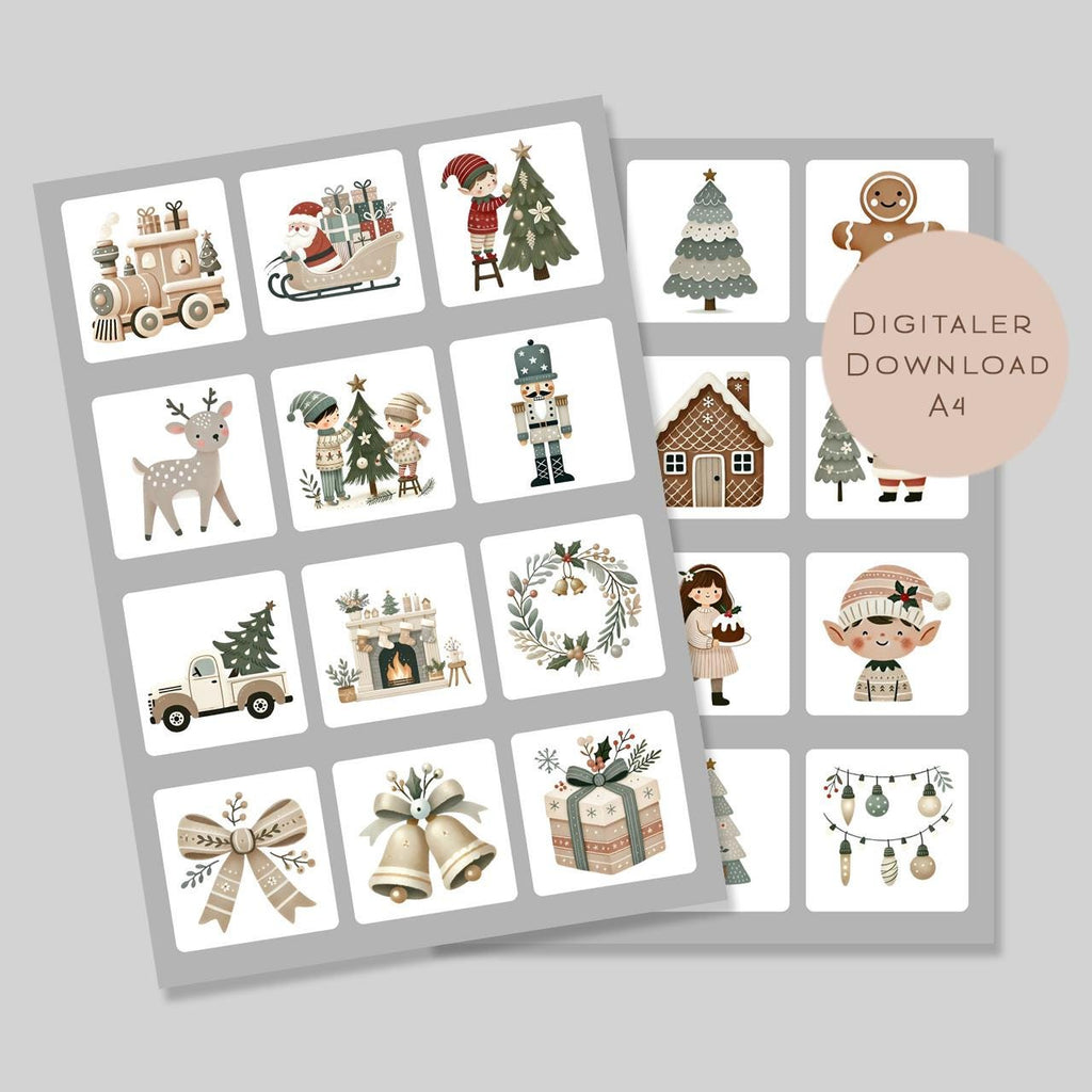 Memory Weihnachten | Memory Spiel Kinder | Montessori Spielzeug | 24 Motive Download | Suchspiel Sortierspiel | Lernspiel PDF ausdrucken