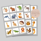 Memory ABC Zahlen Tiere | Memory Spiel Alphabet Kinder | Montessori Spielzeug | 24 Motive Download | Sortierspiel Lernspiel PDF ausdrucken