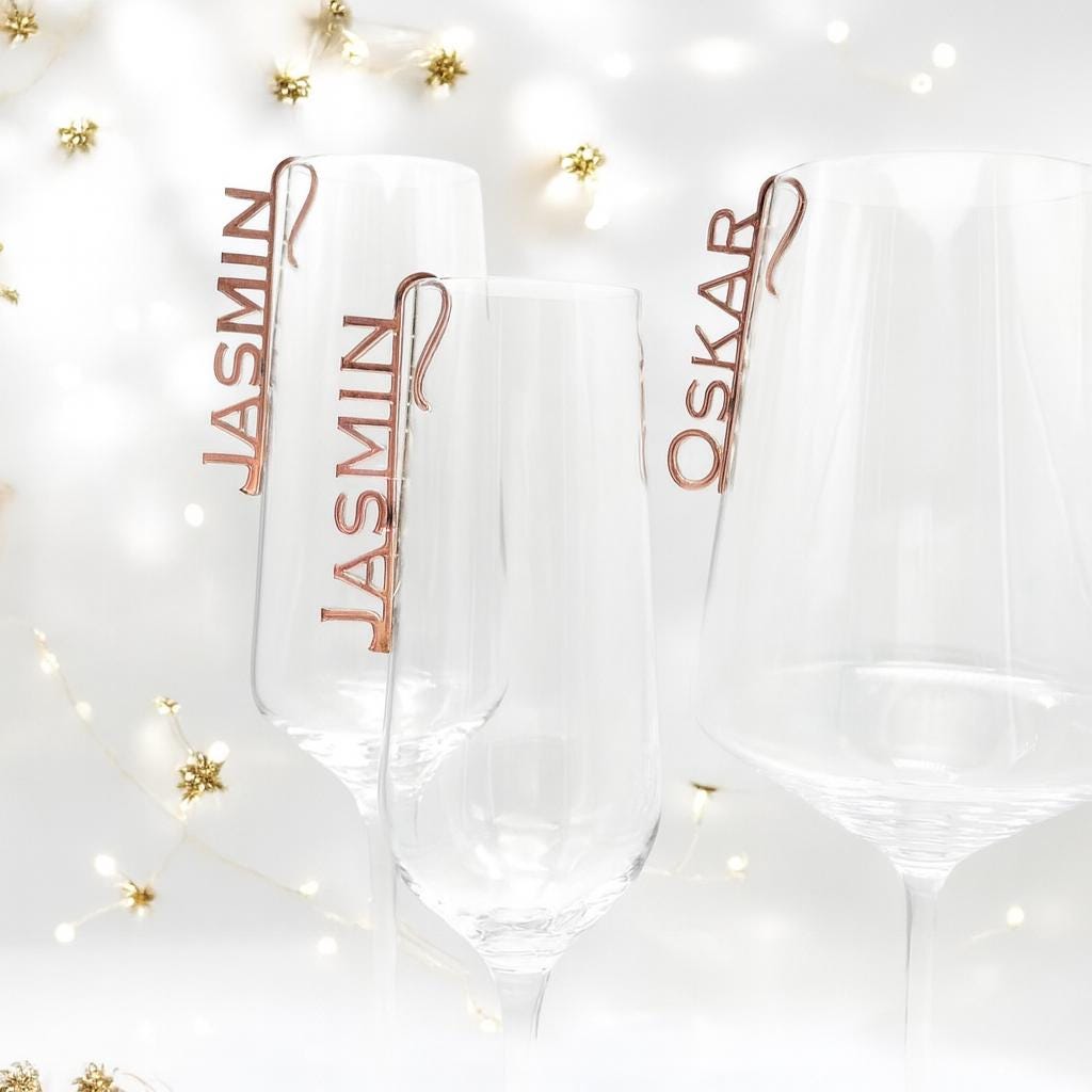 Glasmarkierer Hochzeit Platzkarte Name Anhänger Glas personalisiert Tischkarte Namensschild Weinglas Sektglas personalisiert Tischdeko Taufe