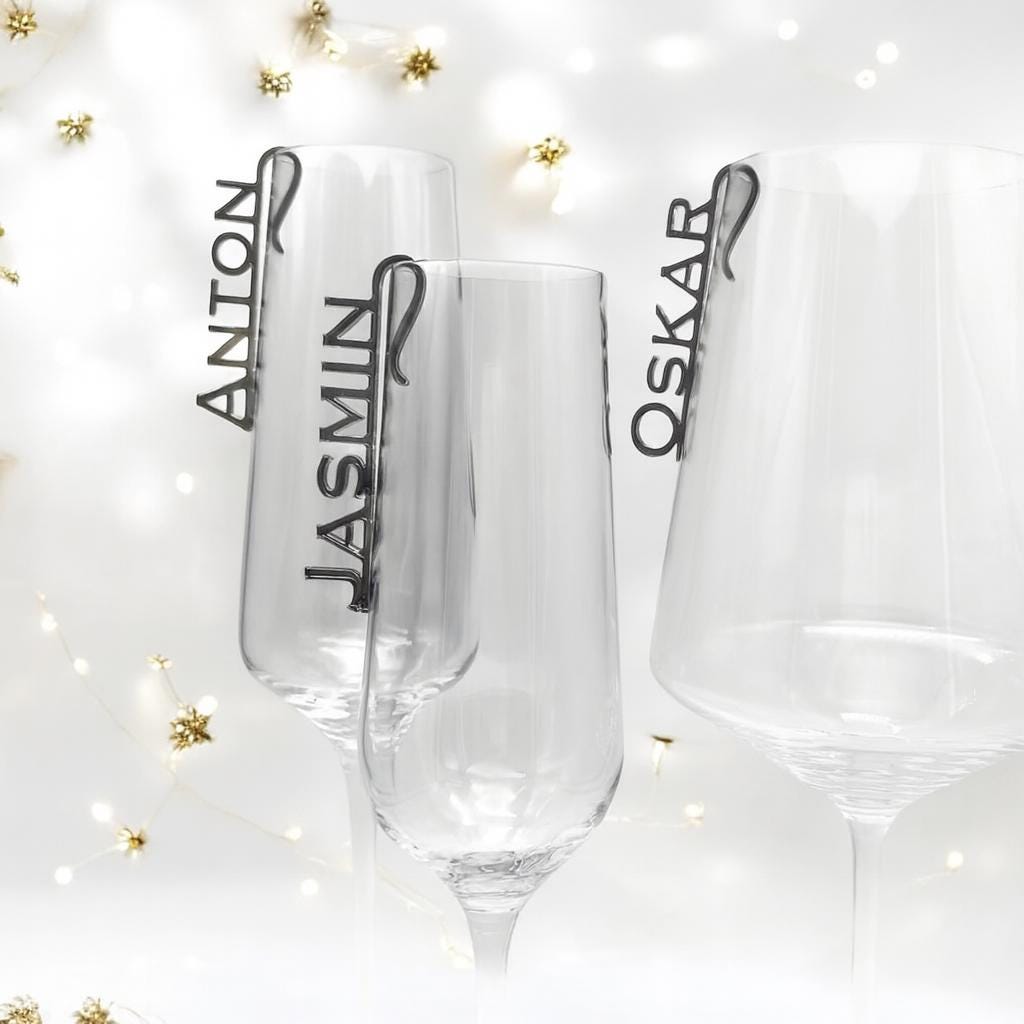 Glasmarkierer Hochzeit Platzkarte Name Anhänger Glas personalisiert Tischkarte Namensschild Weinglas Sektglas personalisiert Tischdeko Taufe
