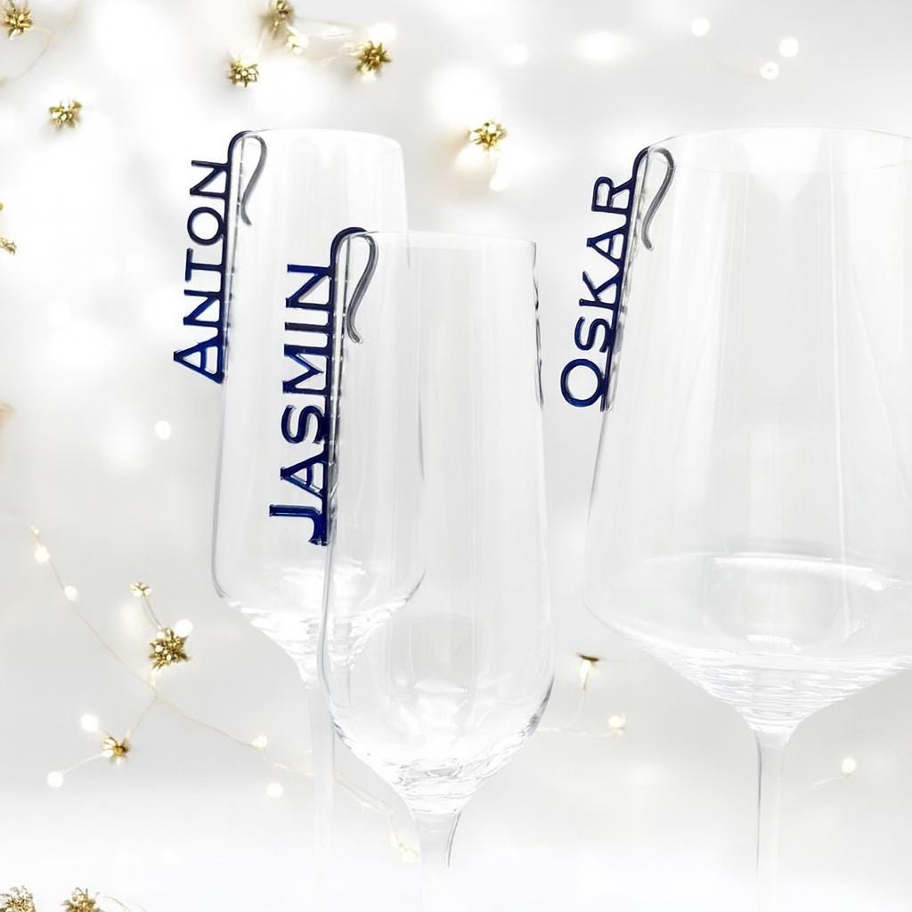 Glasmarkierer Hochzeit Platzkarte Name Anhänger Glas personalisiert Tischkarte Namensschild Weinglas Sektglas personalisiert Tischdeko Taufe