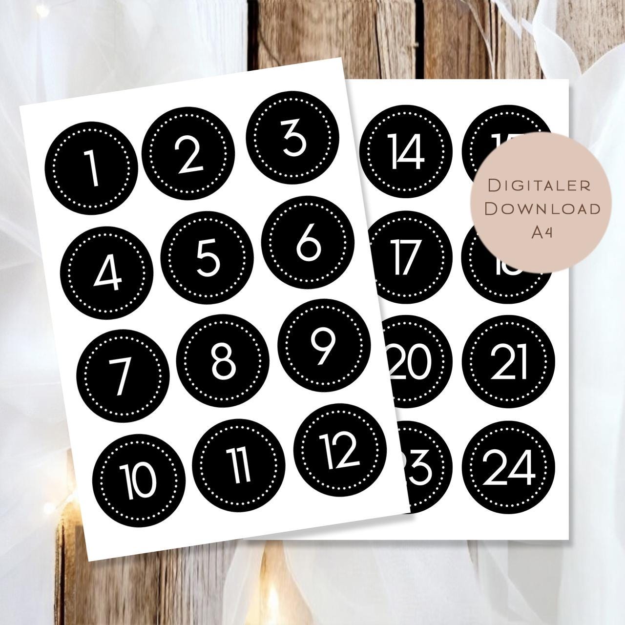 Adventskalender Zahlen 1 24 | Zahlen 1-24 zum basteln Vorlage | Adventskalender PDF Download | Adventskalender Zahlen ausdrucken DIY Advent