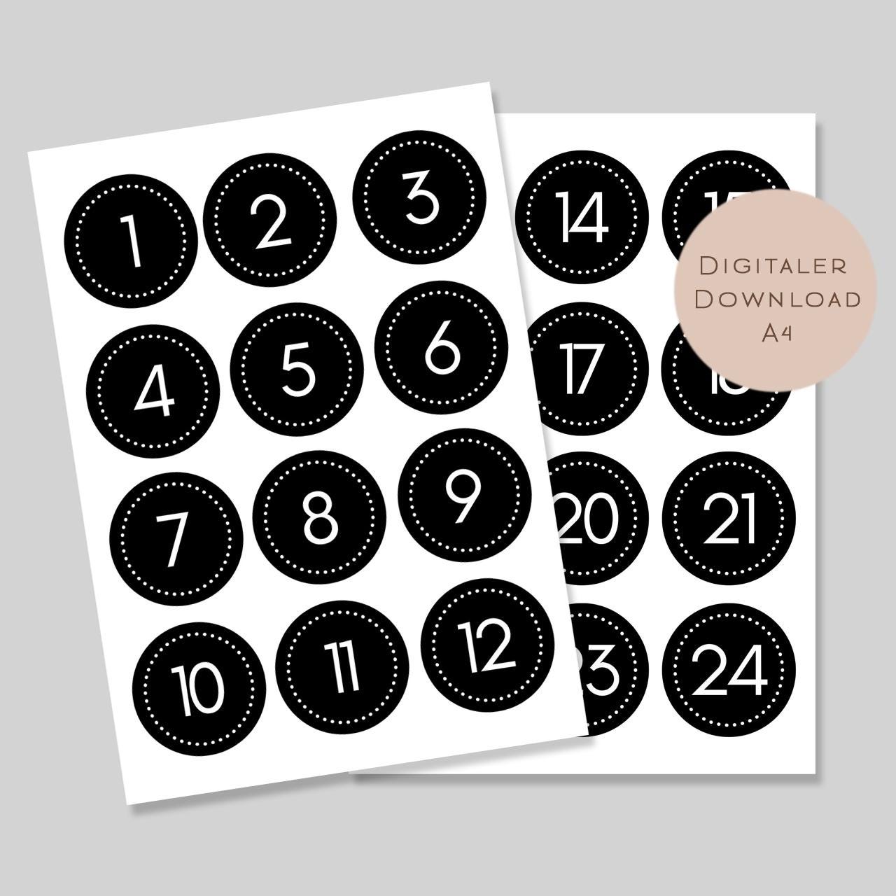 Adventskalender Zahlen 1 24 | Zahlen 1-24 zum basteln Vorlage | Adventskalender PDF Download | Adventskalender Zahlen ausdrucken DIY Advent
