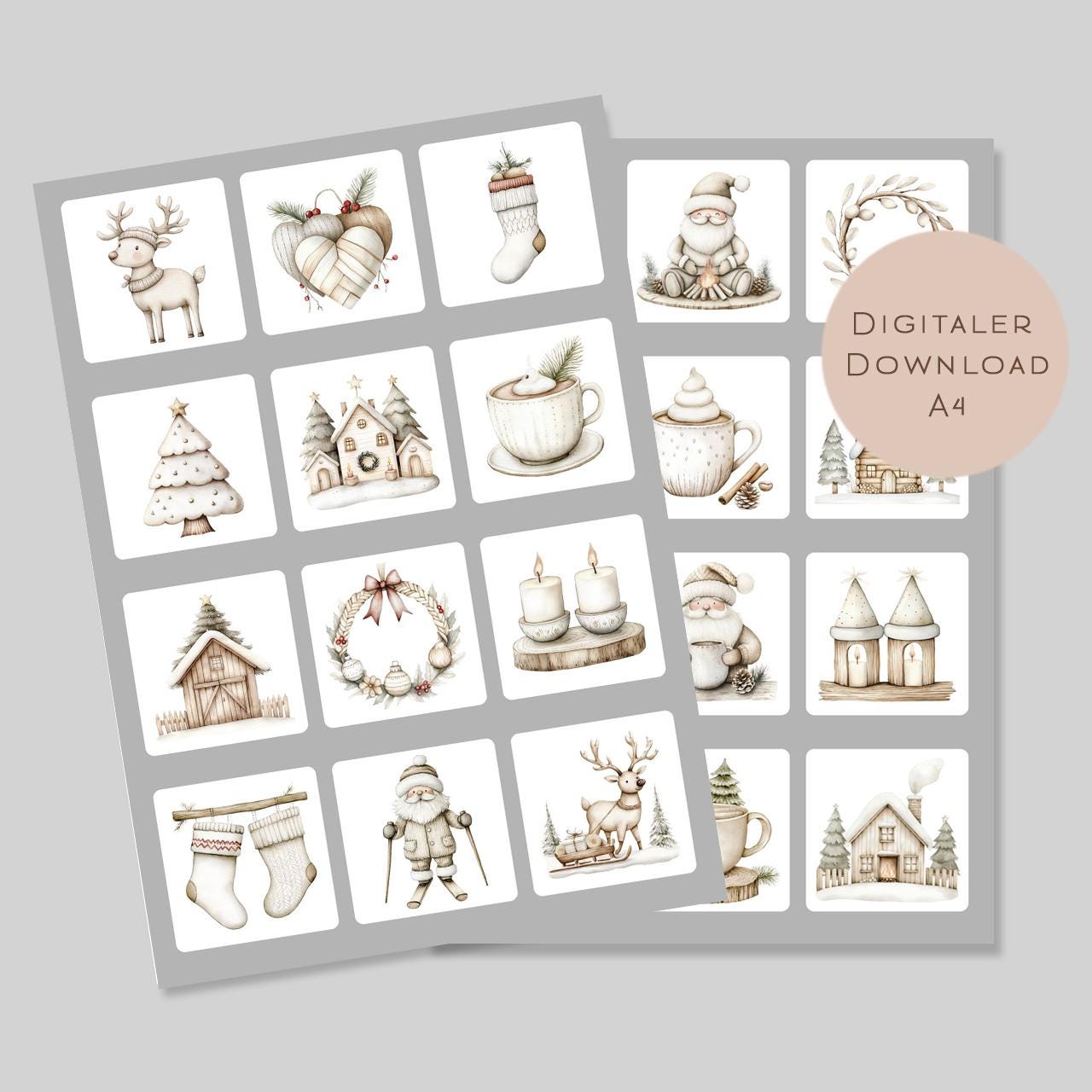 Memory Weihnachten | Memory Spiel Kinder | Montessori Spielzeug | 24 Motive Download | Suchspiel Sortierspiel | Lernspiel PDF ausdrucken