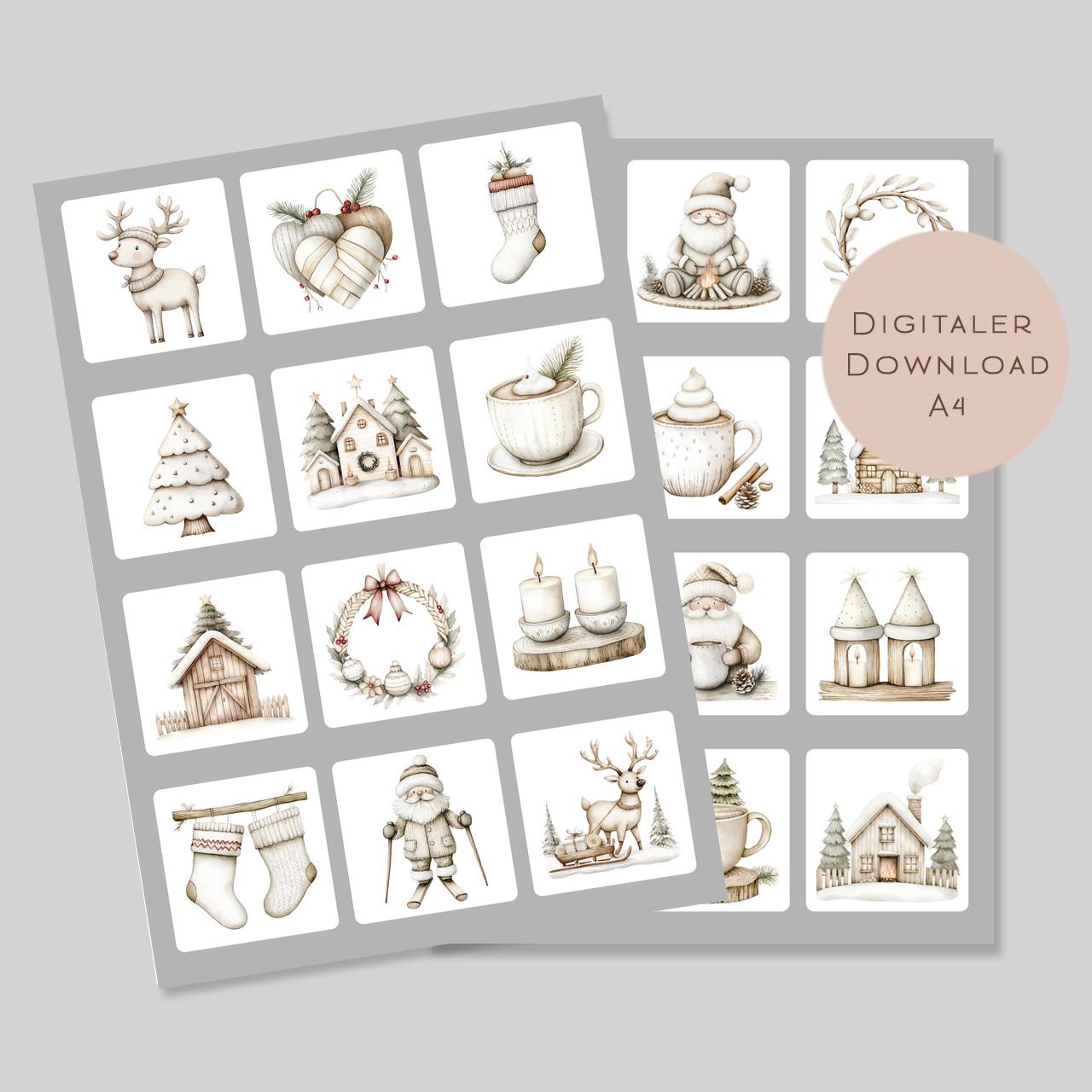 Memory Weihnachten | Memory Spiel Kinder | Montessori Spielzeug | 24 Motive Download | Suchspiel Sortierspiel | Lernspiel PDF ausdrucken