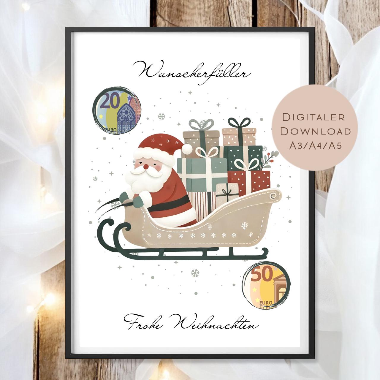 Geldgeschenk Weihnachten l Geld Weihnachtsgeschenk l Geschenkgutschein Weihnachtsmann Geldgeschenk l Gutschein schenken Geschenk PDF