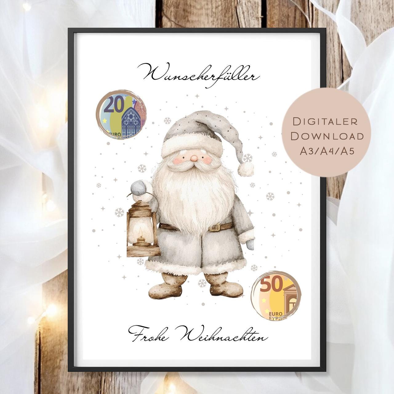 Geldgeschenk Weihnachten l Geld Weihnachtsgeschenk l Geschenkgutschein Weihnachtsmann Geldgeschenk l Gutschein schenken Geschenk PDF