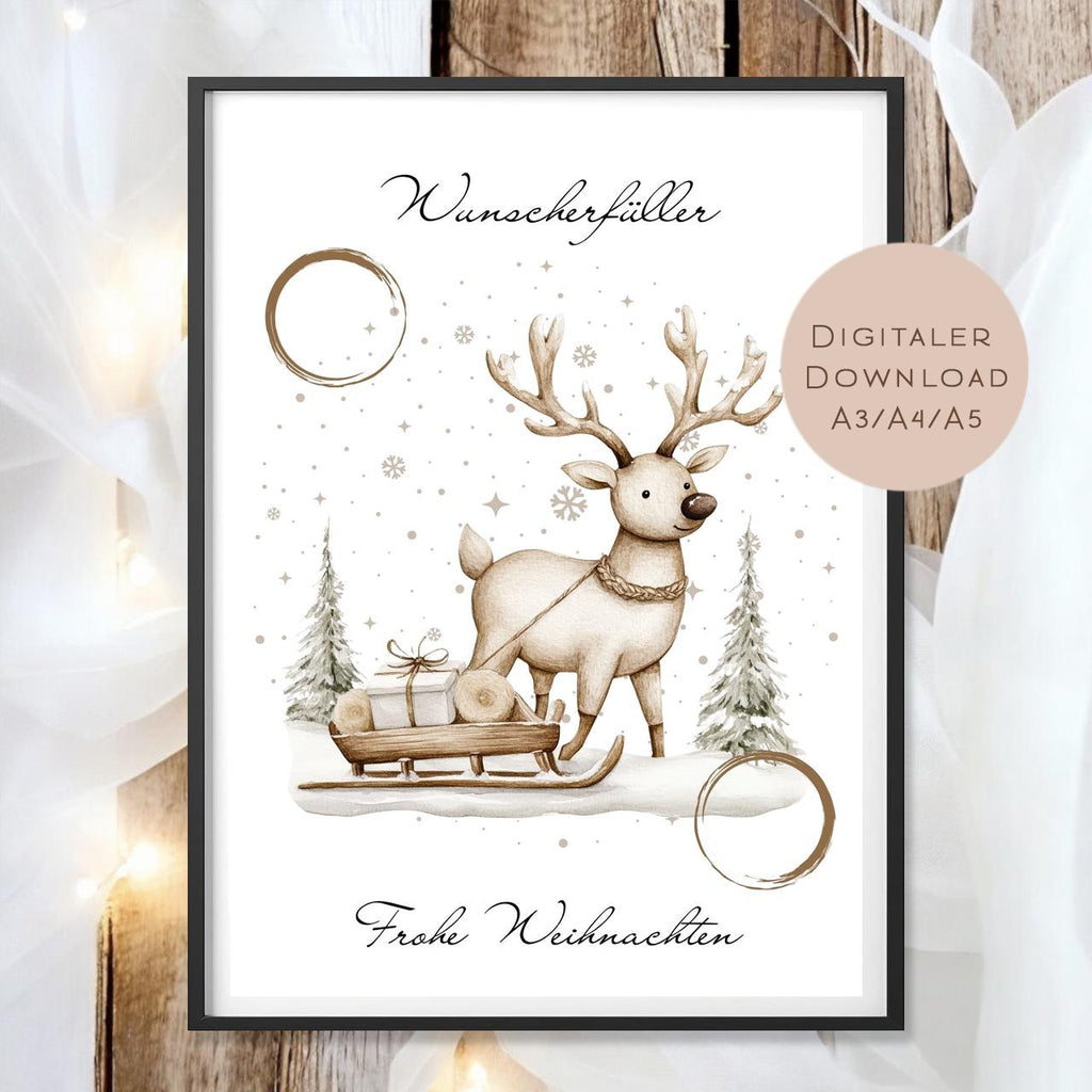 Geldgeschenk Weihnachten l Geld Weihnachtsgeschenk l Geschenkgutschein Hirsch Geldgeschenk l Gutschein schenken Geschenk Wunscherfüller PDF