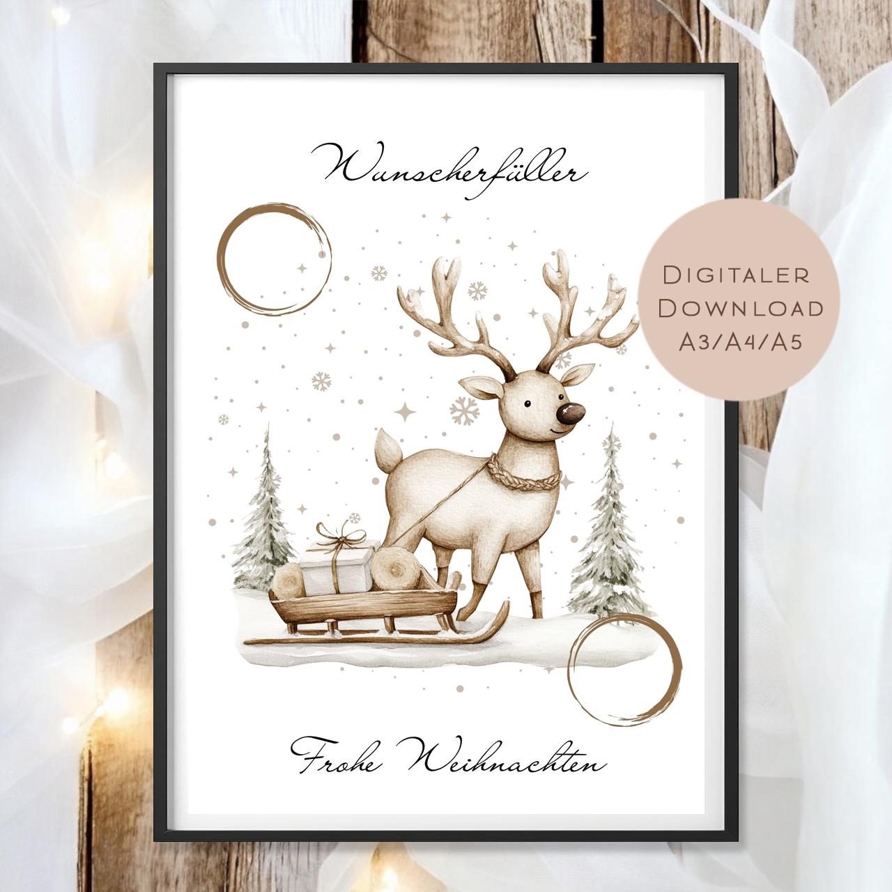 Geldgeschenk Weihnachten l Geld Weihnachtsgeschenk l Geschenkgutschein Hirsch Geldgeschenk l Gutschein schenken Geschenk Wunscherfüller PDF