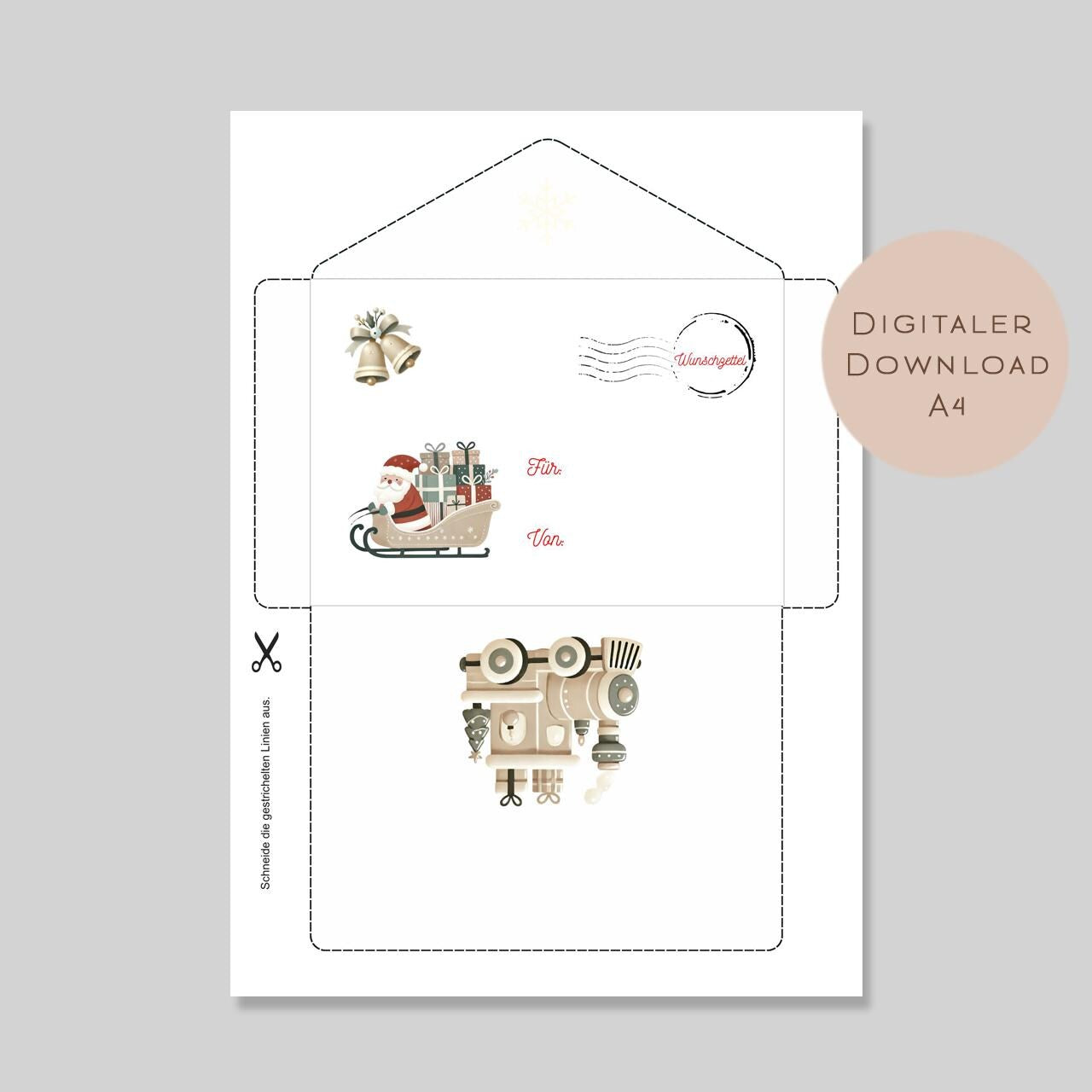 Wunschzettel Weihnachten Kinder | Brief an den Weihnachtsmann | Wunschzettel zum Ausrucken | DIY Advent Adventszeit Weihnachtspost download