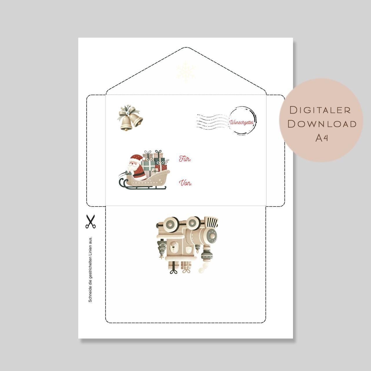 Wunschzettel Weihnachten Kinder | Brief an den Weihnachtsmann | Wunschzettel zum Ausrucken | DIY Advent Adventszeit Weihnachtspost download