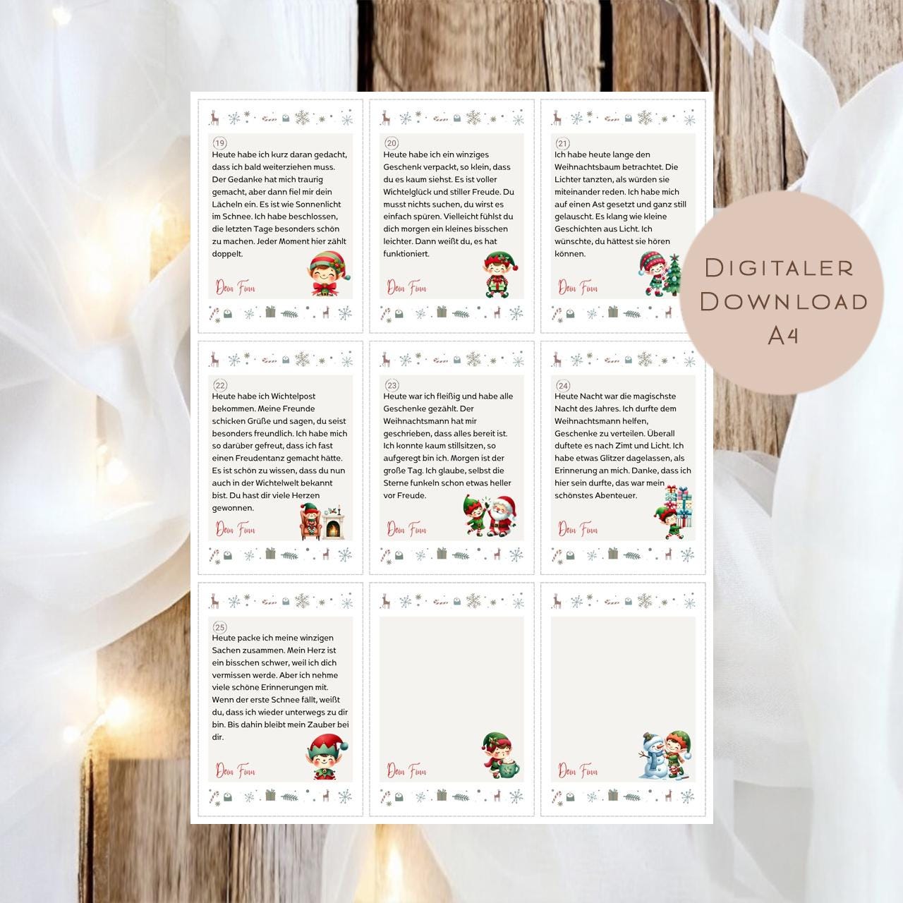 Wichtelbriefe Weihnachten Kinder Wichtelgeschichte | Brief an den Weihnachtsmann | Wunschzettel zum Ausrucken | DIY Weihnachtspost download