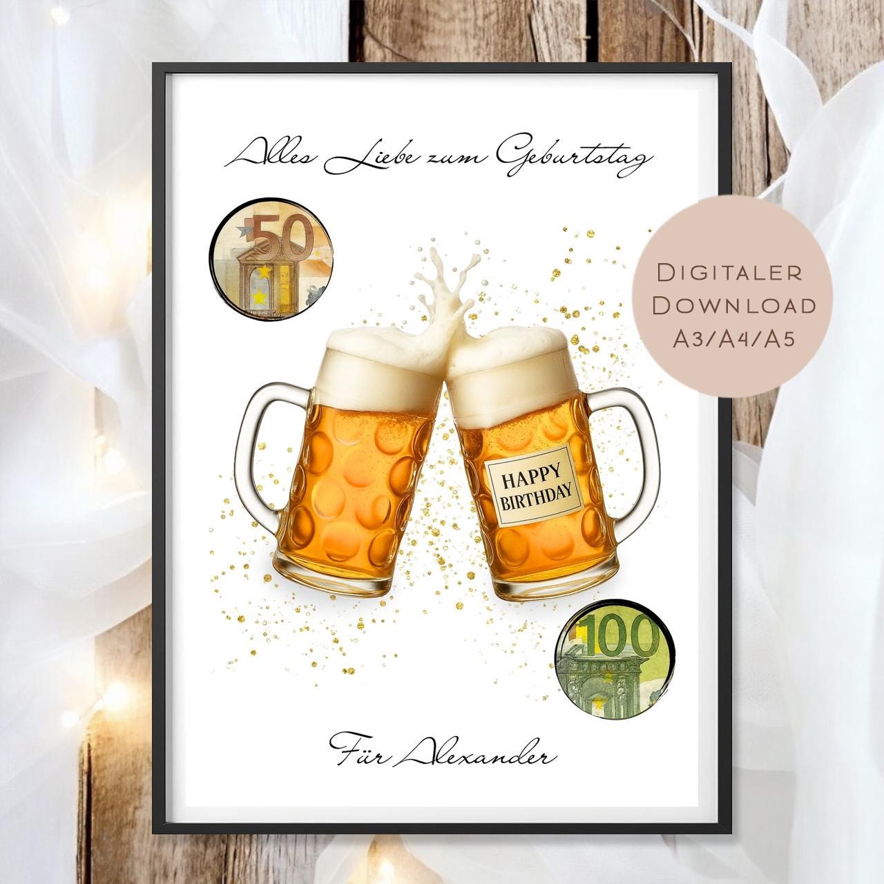 Bier Geschenk Geburtstag Mann Geldgeschenk Name personalisiert I Mann Geld schenken Bierkasse I Kumpel Geschenkidee Geburtstagsgeschenk PDF