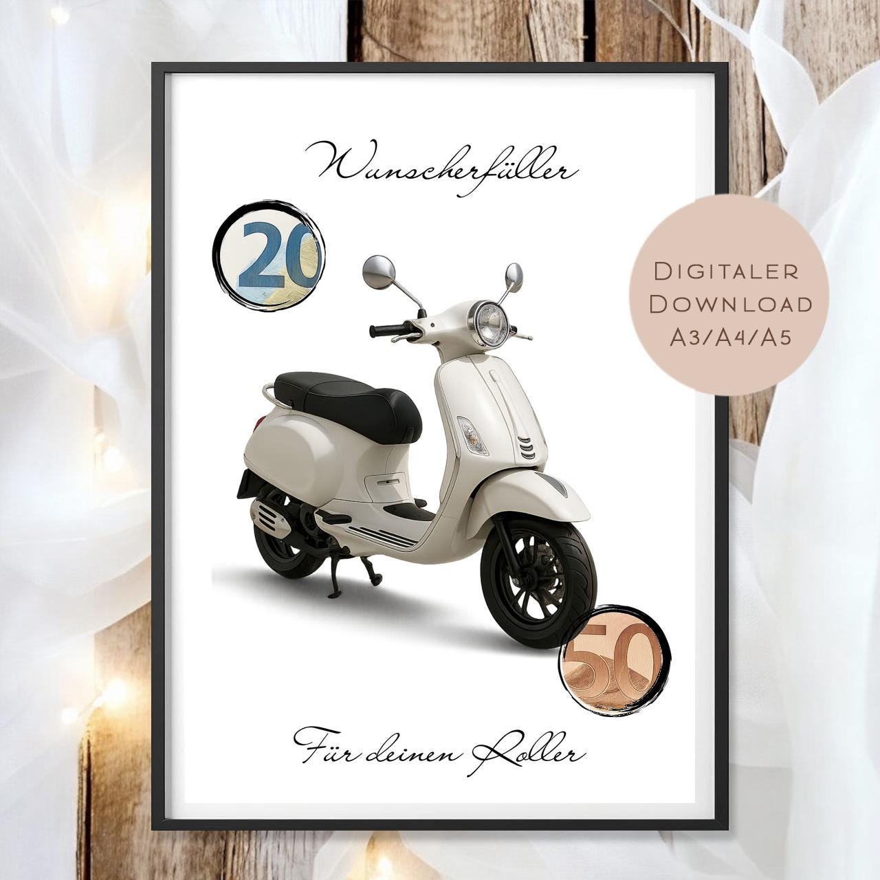 Geburtstag Geldgeschenk Roller I Motorroller Moped Geld schenken I Geschenk Gutschein Geburtstagsgeschenk Wunscherfüller Führerschein PDF