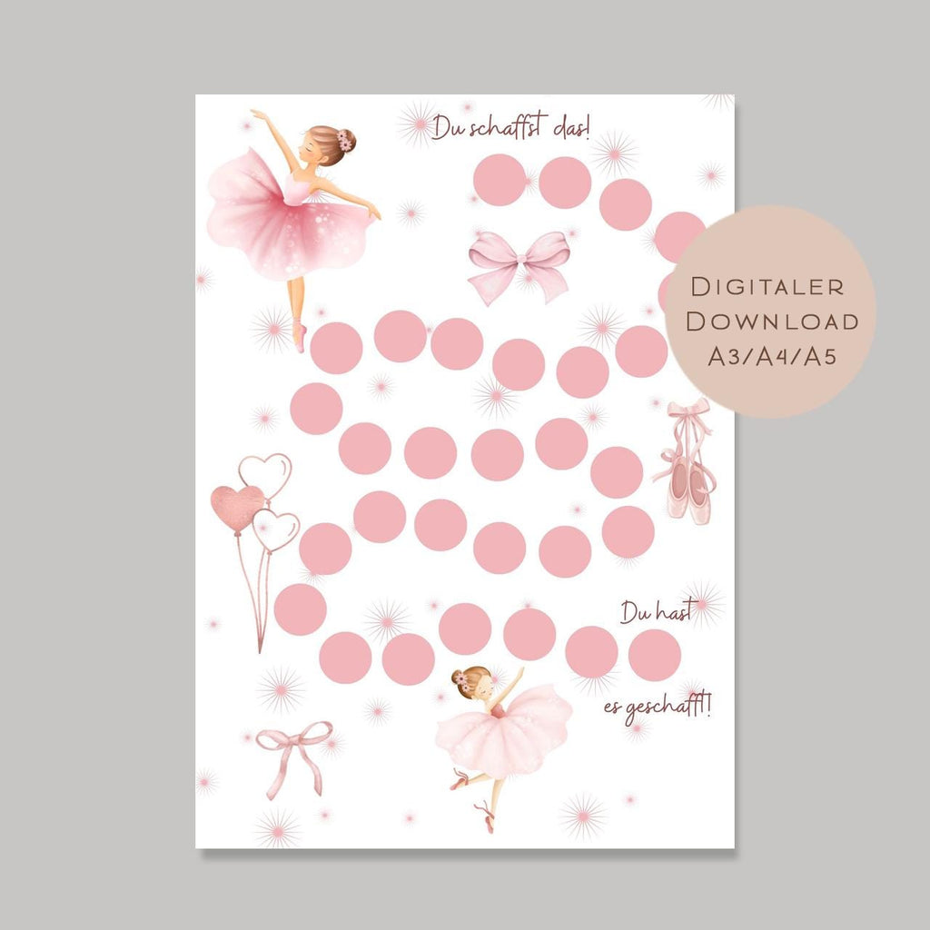 Belohnungstafel Kinder I Belohnungsplan Motivation Mädchen Ballerina I Geschenk Einschulung Schultüte Schulkind I Download PDF Ausdrucken