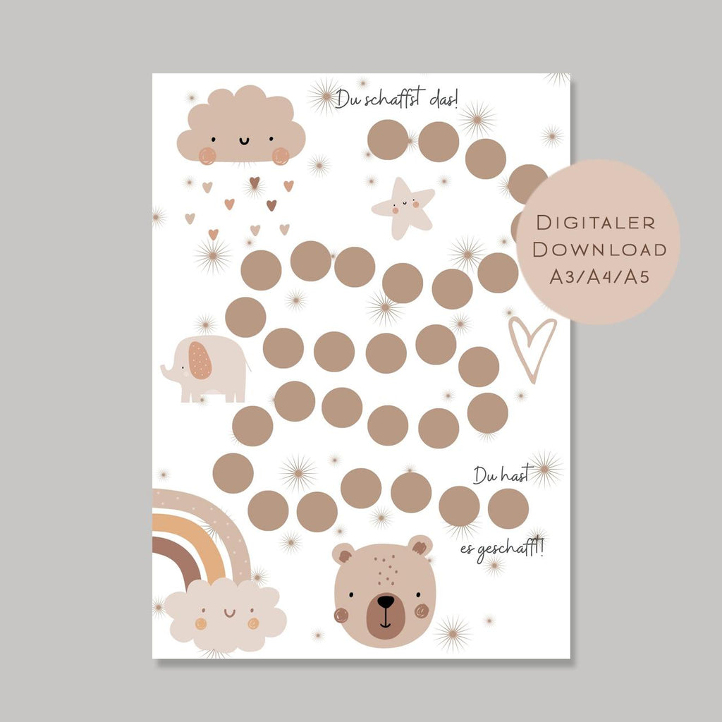 Belohnungstafel Kinder I Belohnungsplan Motivation Boho Regenbogen Wolke I Geschenk Einschulung Schultüt Schulkind I Download PDF Ausdrucken