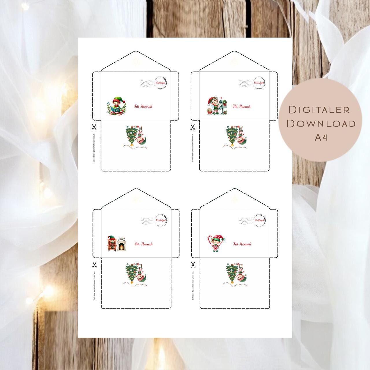 Wichtelbriefe Name personalisiert I Weihnachten Wichtelgeschichte | Brief Weihnachtsmann | Wunschzettel Ausrucken | Weihnachtspost download