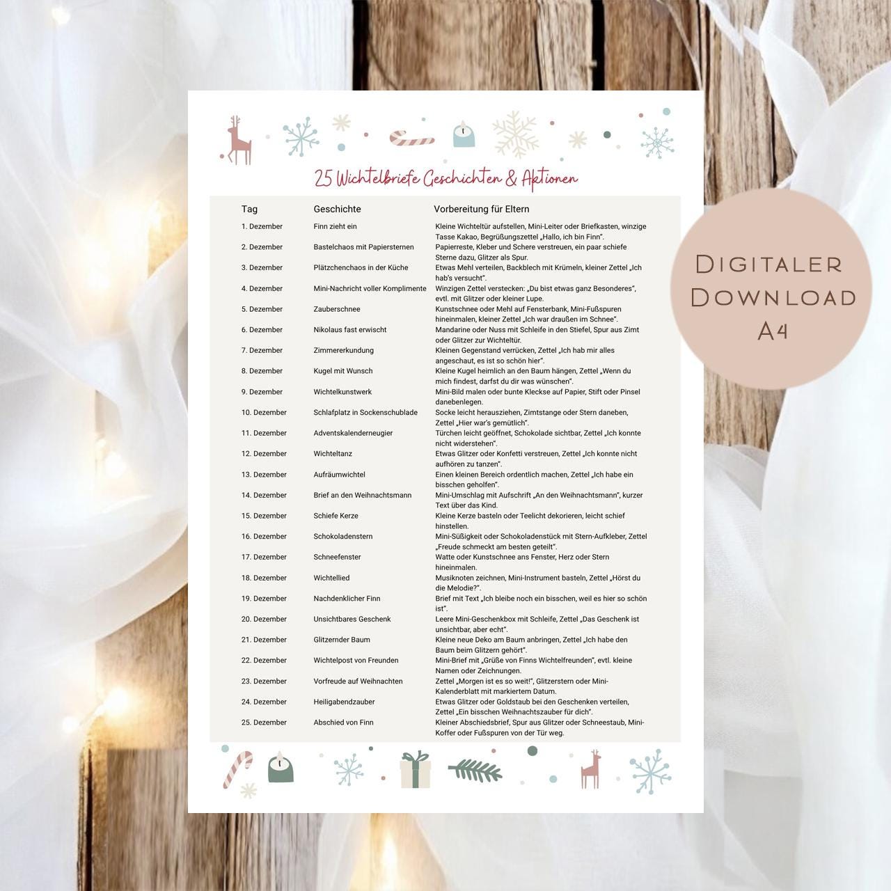 Wichtelbriefe Name personalisiert I Weihnachten Wichtelgeschichte | Brief Weihnachtsmann | Wunschzettel Ausrucken | Weihnachtspost download