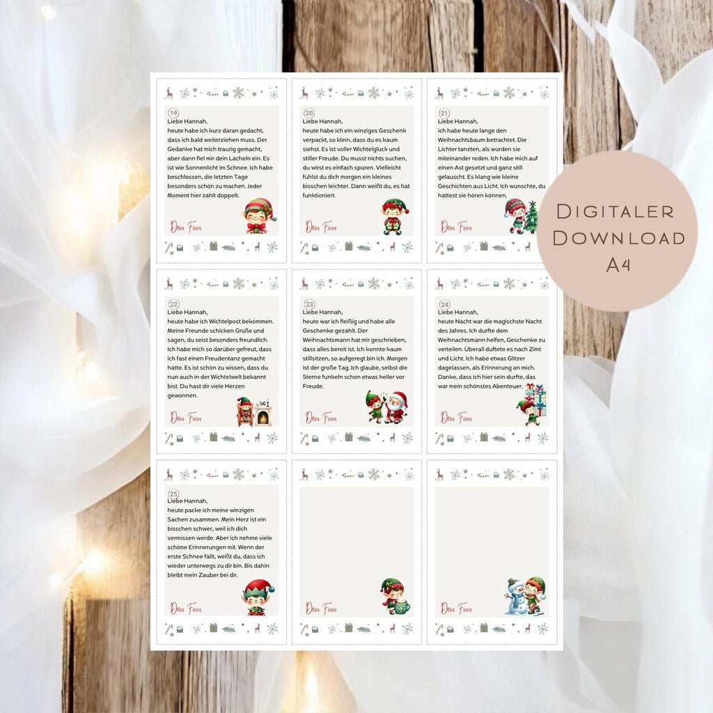 Wichtelbriefe Name personalisiert I Weihnachten Wichtelgeschichte | Brief Weihnachtsmann | Wunschzettel Ausrucken | Weihnachtspost download