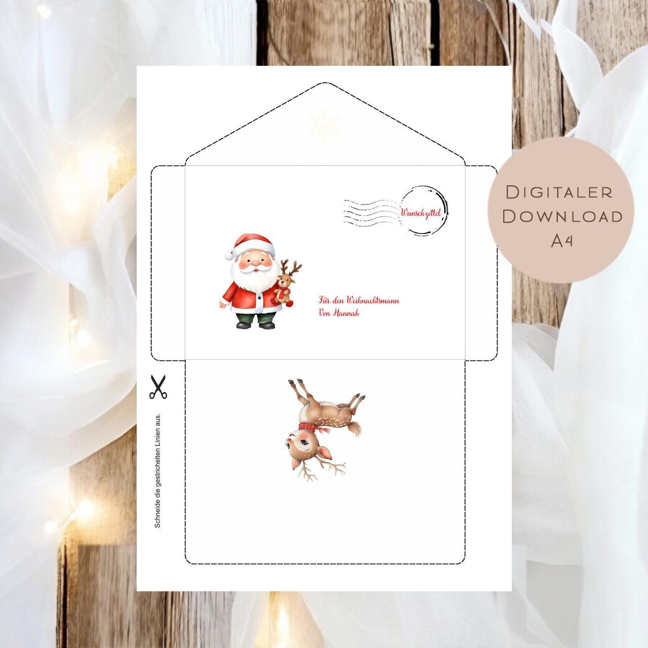 Wichtelbriefe Name personalisiert I Weihnachten Wichtelgeschichte | Brief Weihnachtsmann | Wunschzettel Ausrucken | Weihnachtspost download