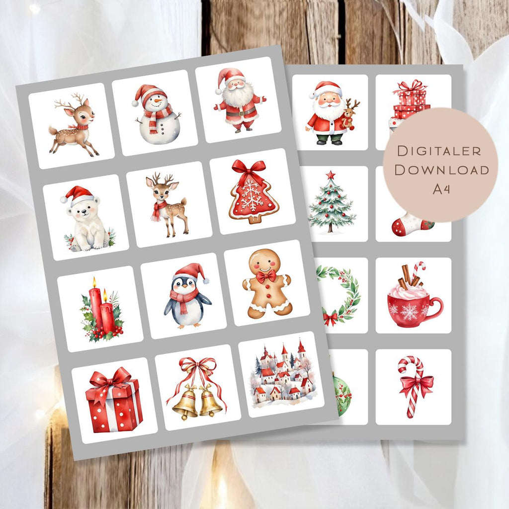 Memory Weihnachten | Memory Spiel Kinder | Montessori Spielzeug | 24 Motive Download | Suchspiel Sortierspiel | Lernspiel PDF ausdrucken