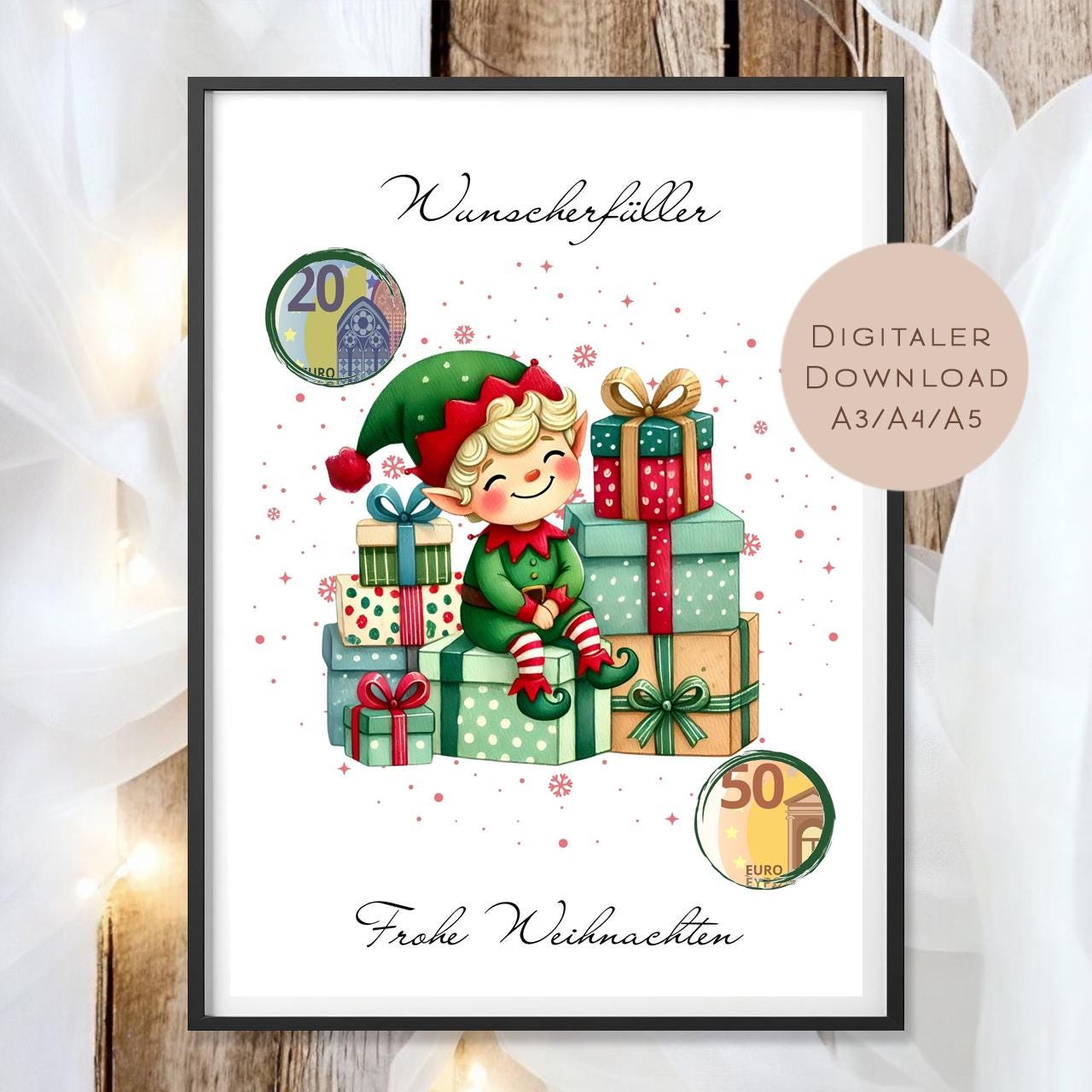 Geldgeschenk Weihnachten l Geld Weihnachtsgeschenk l Geschenkgutschein Wichtel Geldgeschenk l Gutschein schenken Geschenk Wunscherfüller PDF