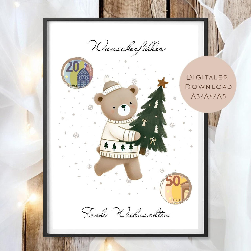 Geldgeschenk Weihnachten l Geld Weihnachtsgeschenk l Geschenkgutschein Teddy Geldgeschenk l Gutschein schenken Geschenk Wunscherfüller PDF