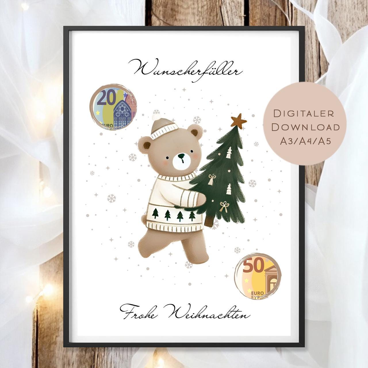 Geldgeschenk Weihnachten l Geld Weihnachtsgeschenk l Geschenkgutschein Teddy Geldgeschenk l Gutschein schenken Geschenk Wunscherfüller PDF