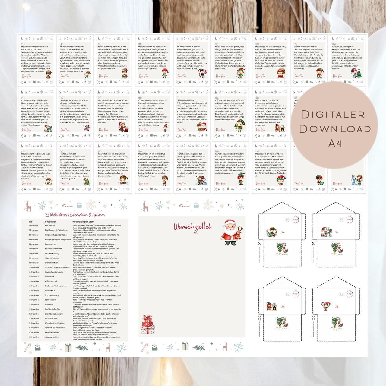 Wichtelbriefe Weihnachten Kinder Wichtelgeschichte | Brief an den Weihnachtsmann | Wunschzettel zum Ausrucken | DIY Weihnachtspost download