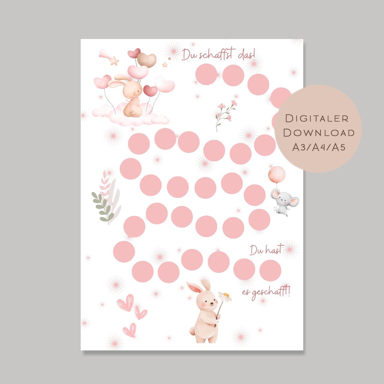 Belohnungstafel Kinder I Belohnungsplan Motivation Mädchen Hase Maus I Geschenk Einschulung Schultüte Schulkind I Download PDF Ausdrucken