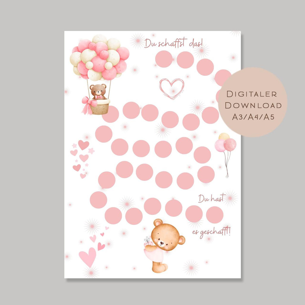 Belohnungstafel Kinder I Belohnungsplan Motivation Mädchen Bär Teddy I Geschenk Einschulung Schultüte Schulkind I Download PDF Ausdrucken