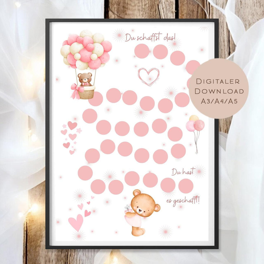 Belohnungstafel Kinder I Belohnungsplan Motivation Mädchen Bär Teddy I Geschenk Einschulung Schultüte Schulkind I Download PDF Ausdrucken