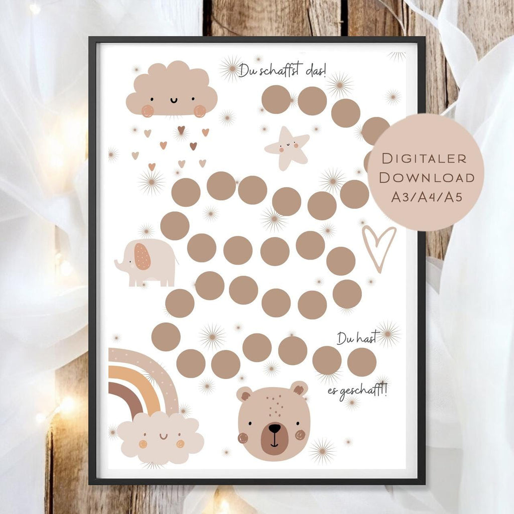 Belohnungstafel Kinder I Belohnungsplan Motivation Boho Regenbogen Wolke I Geschenk Einschulung Schultüt Schulkind I Download PDF Ausdrucken