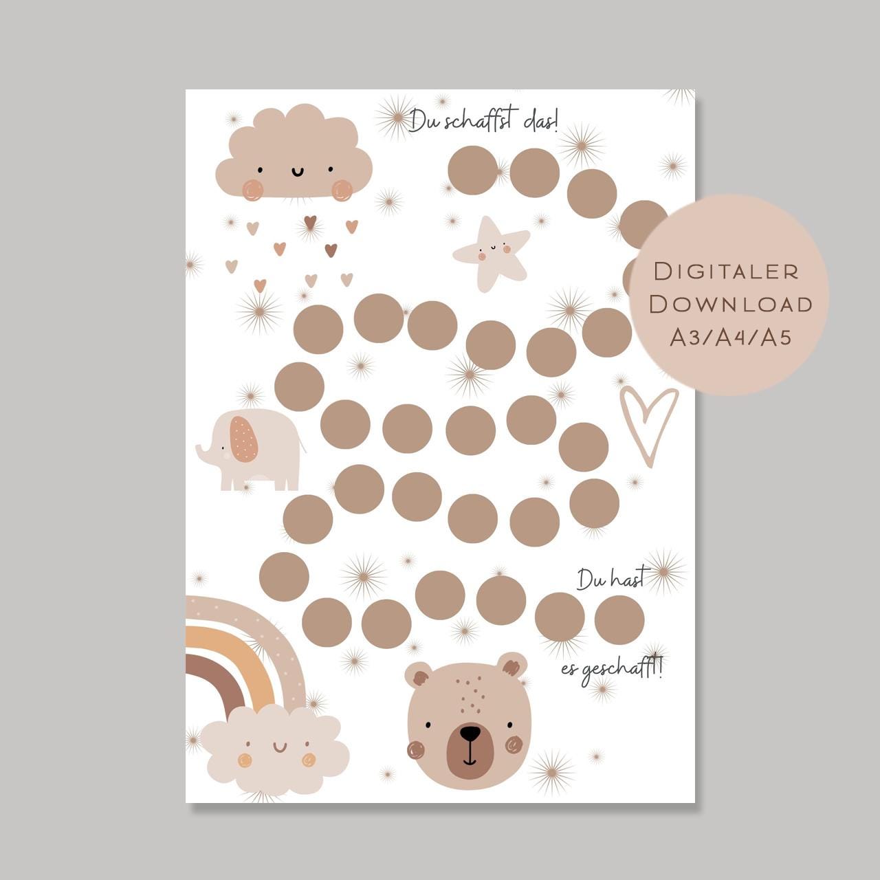 Belohnungstafel Kinder I Belohnungsplan Motivation Boho Regenbogen Wolke I Geschenk Einschulung Schultüt Schulkind I Download PDF Ausdrucken