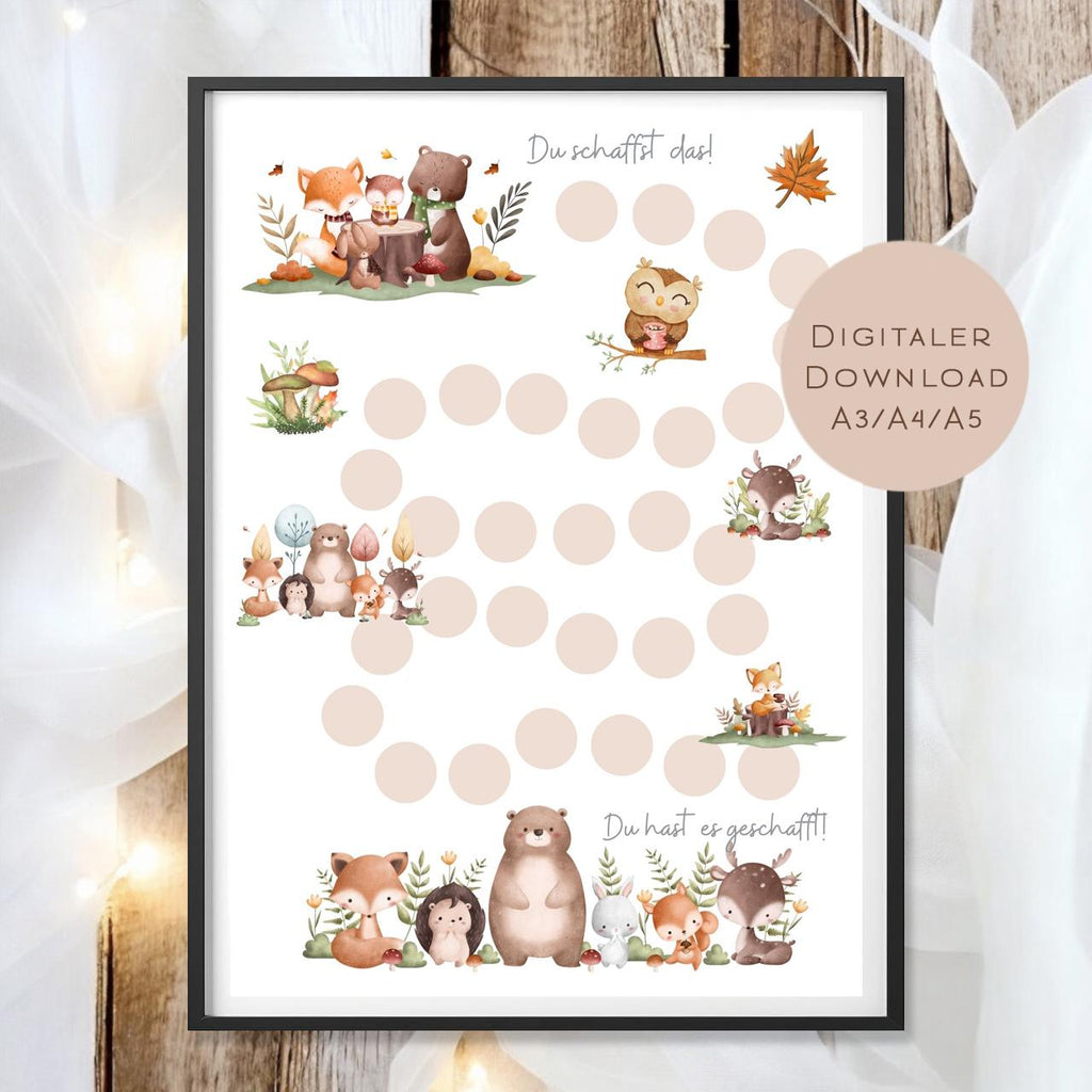 Belohnungstafel Kinder I Belohnungsplan Motivation Waldtiere Tiere I Geschenk Einschulung Schultüte Schulkind I Download PDF Ausdrucken