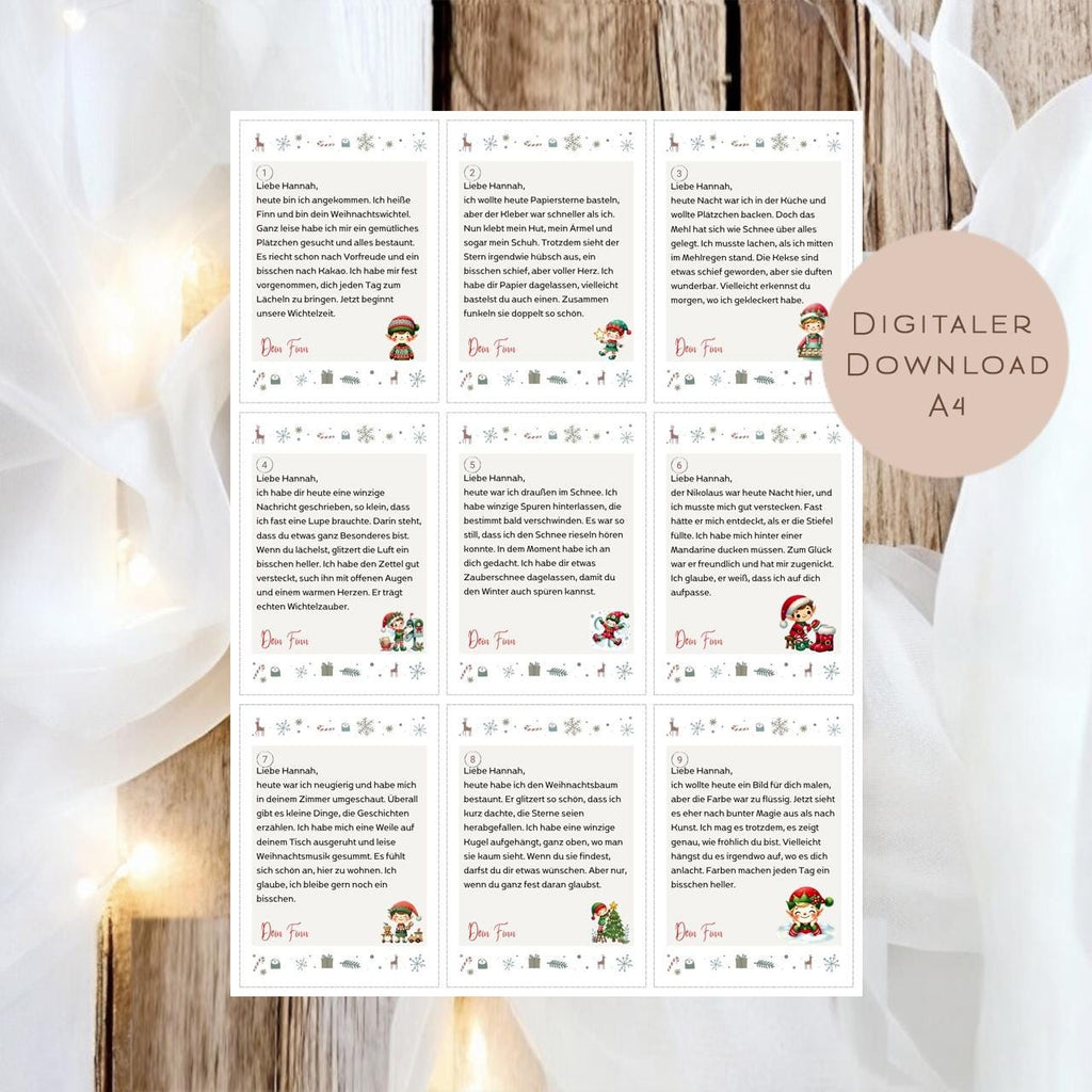 Wichtelbriefe Name personalisiert I Weihnachten Wichtelgeschichte | Brief Weihnachtsmann | Wunschzettel Ausrucken | Weihnachtspost download