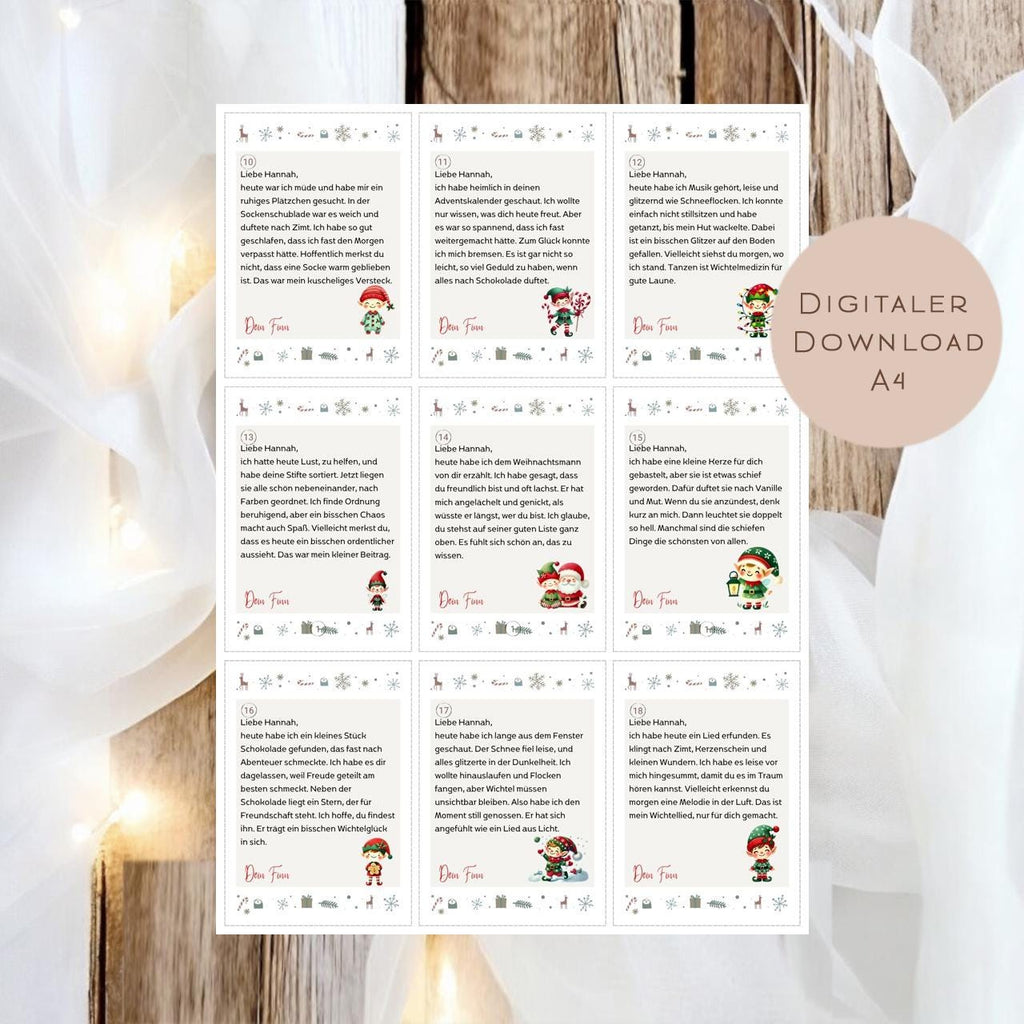 Wichtelbriefe Name personalisiert I Weihnachten Wichtelgeschichte | Brief Weihnachtsmann | Wunschzettel Ausrucken | Weihnachtspost download