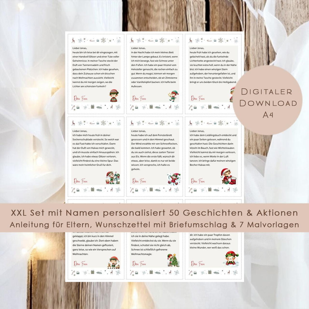 Wichtelbriefe Name personalisiert Kinder Wichtelgeschichte | Brief an den Weihnachtsmann | Wunschzettel Ausrucken | Weihnachtspost download