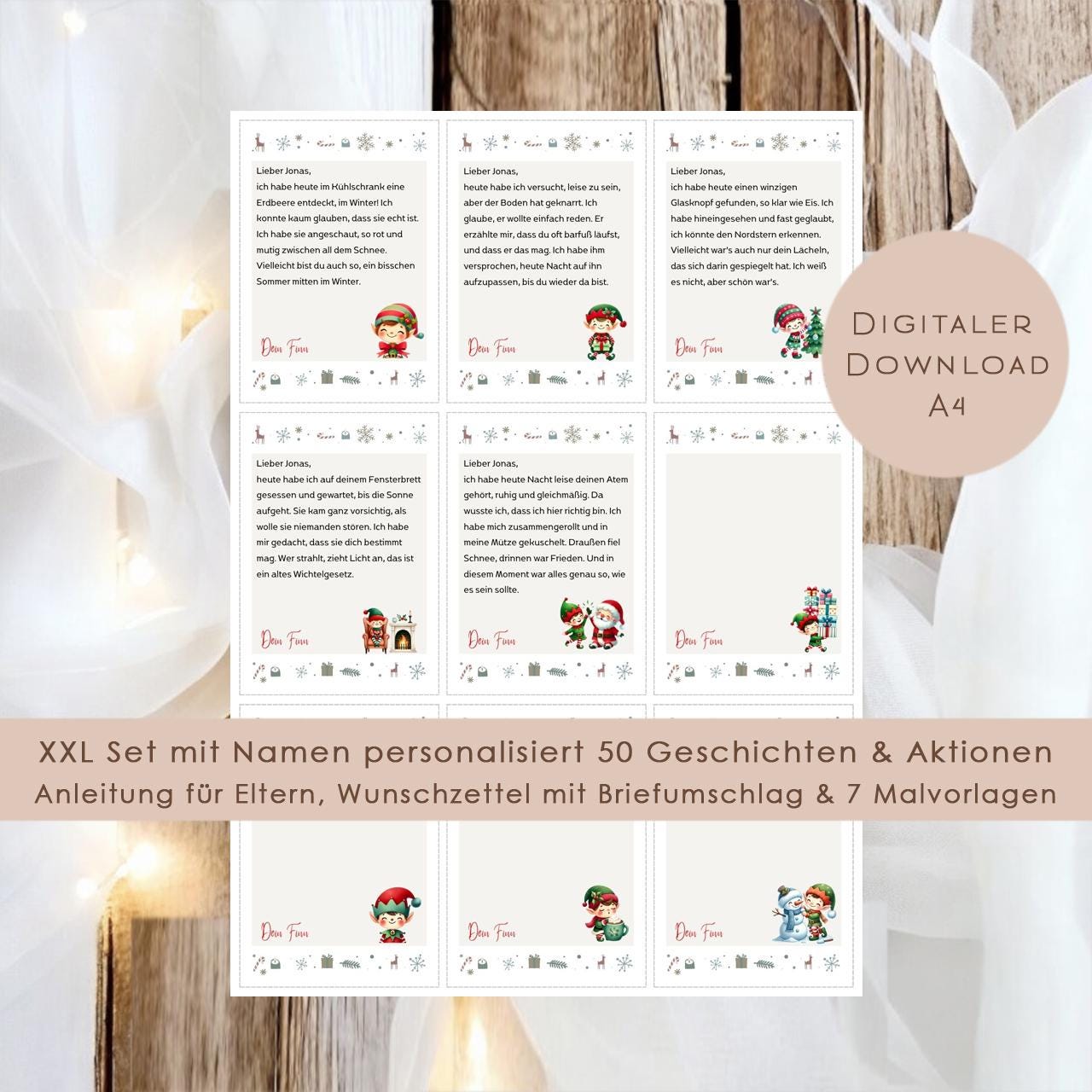 Wichtelbriefe Name personalisiert Kinder Wichtelgeschichte | Brief an den Weihnachtsmann | Wunschzettel Ausrucken | Weihnachtspost download