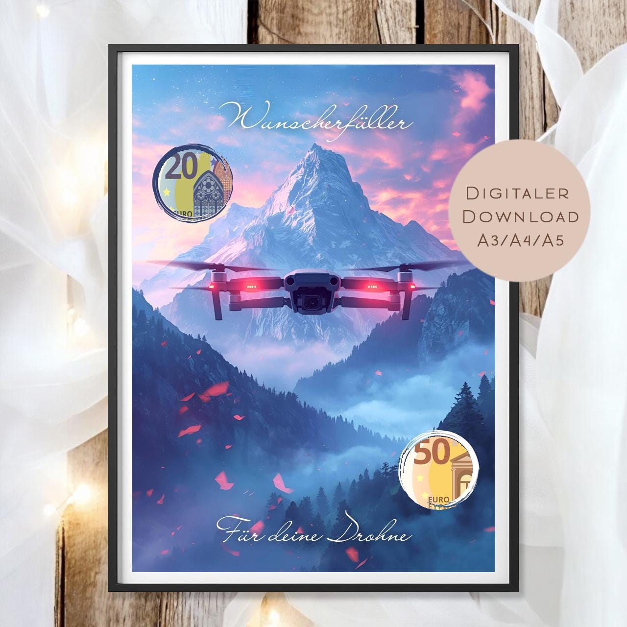 Geburtstag Geldgeschenk Drohne l Fliegen Geld schenken l Video filmen Geburtstagsgeschenk l Fotografieren Gutschein Geschenk Wunscherfüller