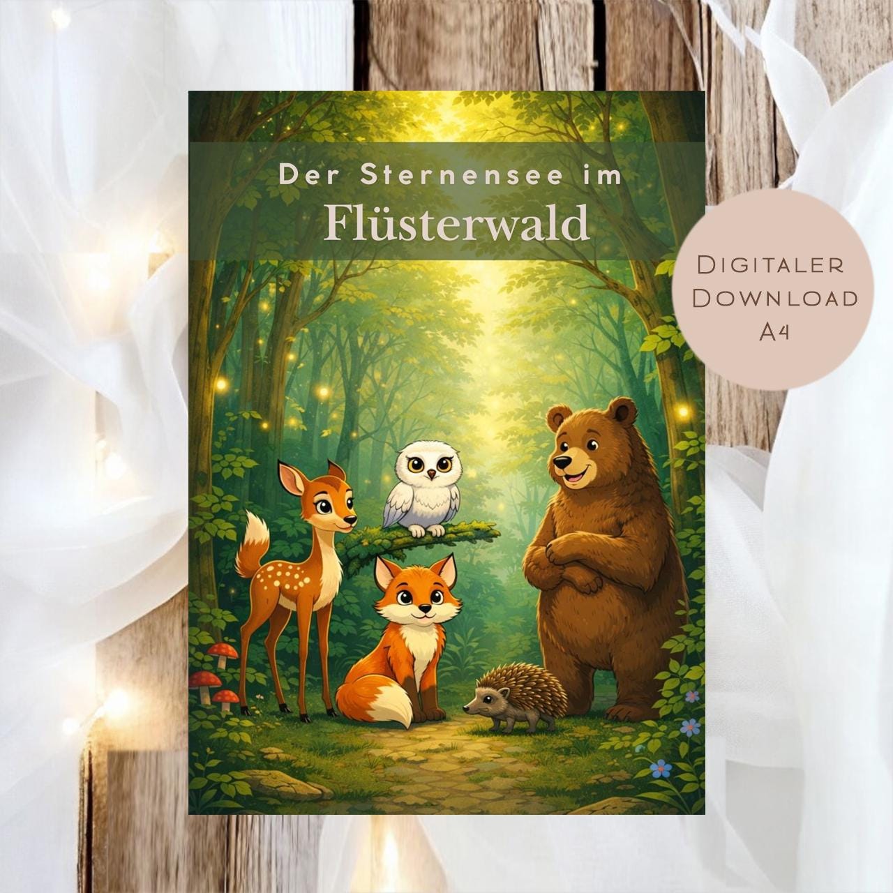 Gute Nacht Geschichte für Kinder I Waldtiere Abenteuer zum Vorlesen I Freundschaft im Flüsterwald I Einschlafgeschichte ab 4 Jahren A4 pdf
