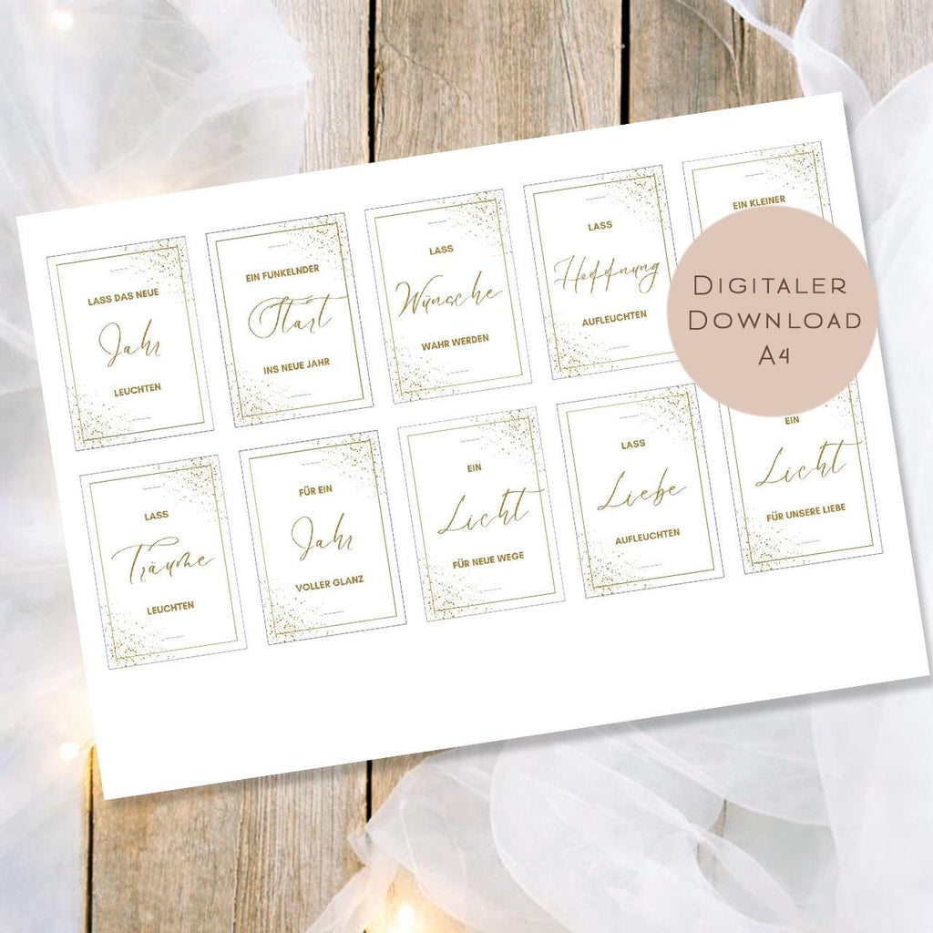 Druckvorlage Silvester Wunderkerzen & Knicklichter l Geburtstag Gastgeschenk l Neujahr Geschenk Mitbringsel Party I Vorlage Ausdrucken PDF